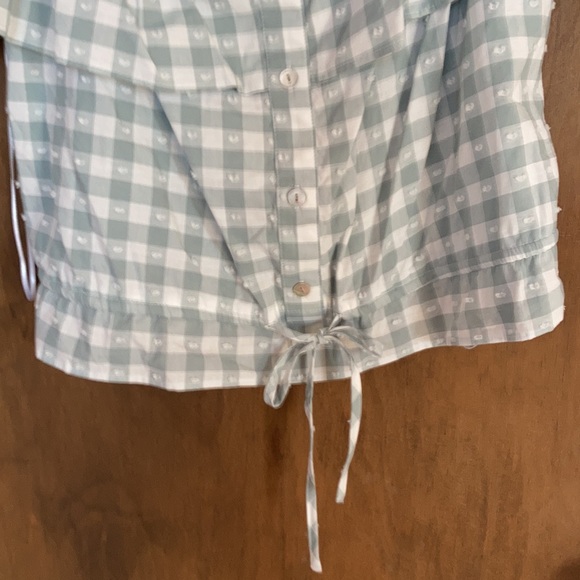 LC Lauren Conrad off the shoulder textured check w ruffle top - Picture 9 of 17